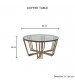 Jordana Coffee Table Round Shaped Clean Glass Top Golden Base High Gloss Gorgeous Legs